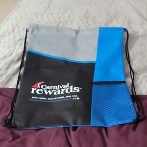 Carnival Cruise Line Carnival Rewards Drawstring Bag Black & Blue